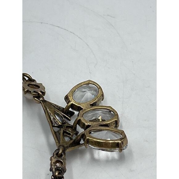 J. Crew Gold Tone Large Faceted Clear Oval Rhinestone Statement Necklace - Picture 11 of 16